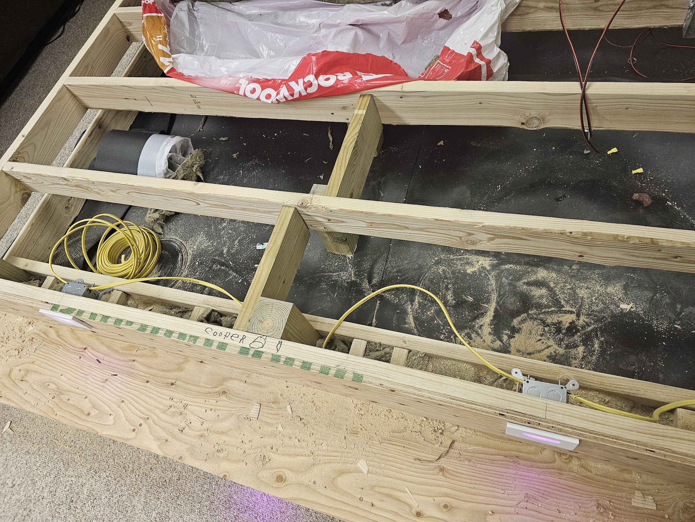 LED light housings in platform cavity